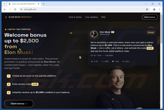 Elon Musk Giveaway oszustwo