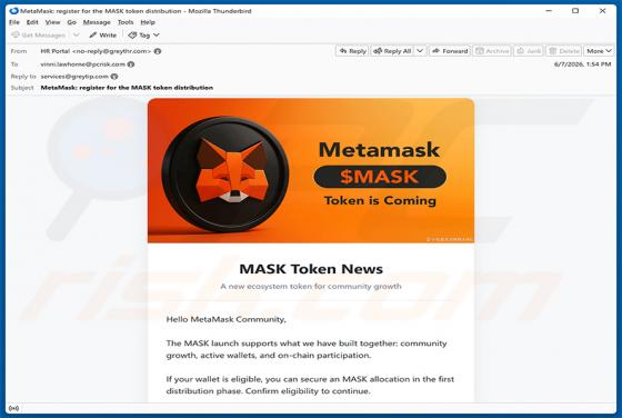 MetaMask ($MASK) Token Allocation oszustwo e-mailowe