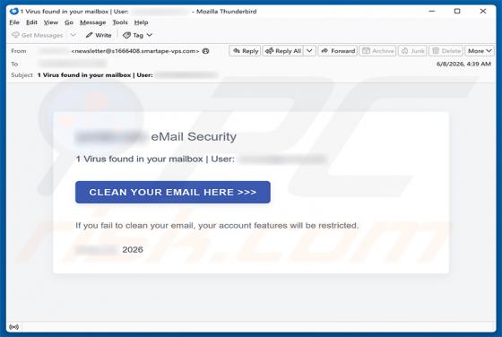 Virus Found In Your Mailbox oszustwo e-mailowe