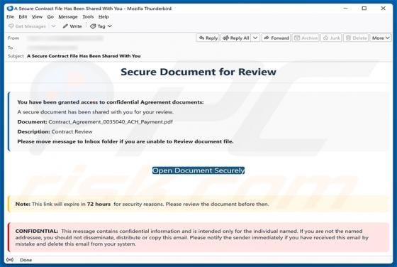 Secure Document For Review oszustwo e-mailowe