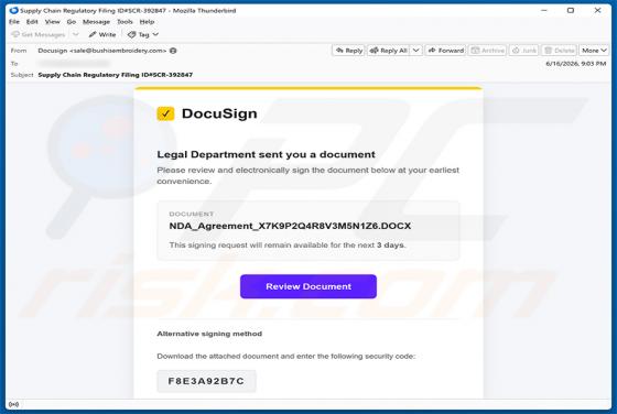 DocuSign - Legal Department Document wirus e-mailowy