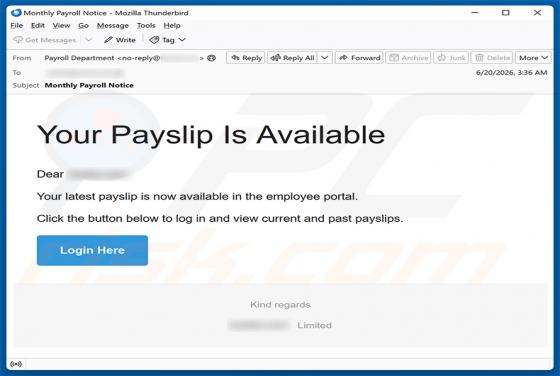 Your Payslip Is Available oszustwo e-mailowe