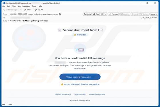 Secure Document From HR oszustwo e-mailowe