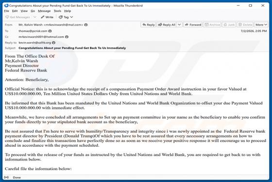 Payment Order Award oszustwo e-mailowe
