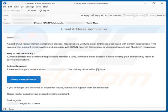Roundcube Domain Registration Email Verification oszustwo