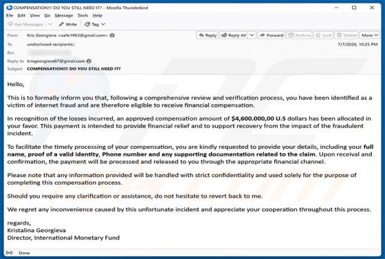 Internet Fraud Victim Compensation oszustwo e-mailowe