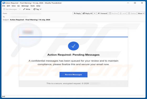 Confidential Messages Queued oszustwo e-mailowe