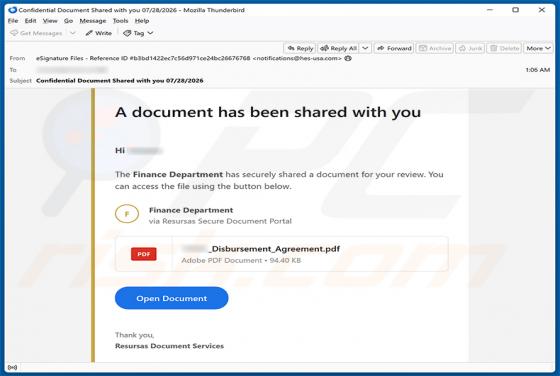 Finance Department Secure Document wirus e-mailowy