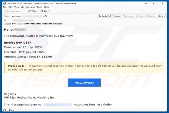 Invoice Is Past Due oszustwo e-mailowe
