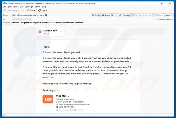Misdirected Payment oszustwo e-mailowe