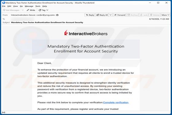 Interactive Brokers Two-Factor Authentication oszustwo e-mailowe