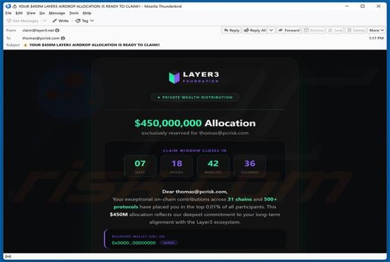 Layer3 Airdrop oszustwo e-mailowe