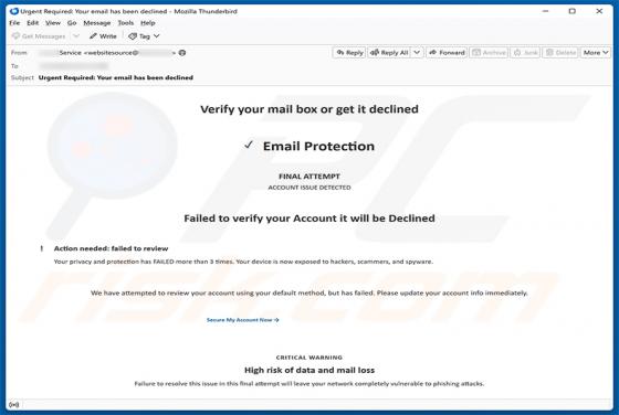Verify Your Mailbox oszustwo e-mailowe