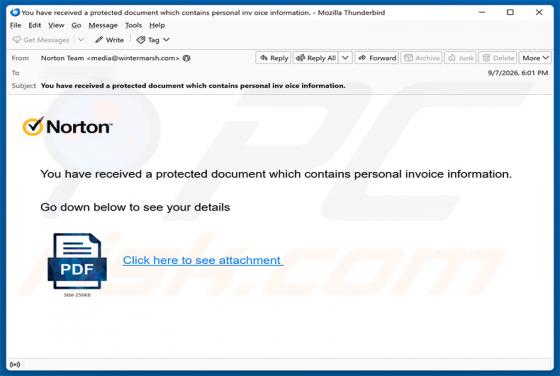Protected Document Containing Invoice Information oszustwo e-mailowe