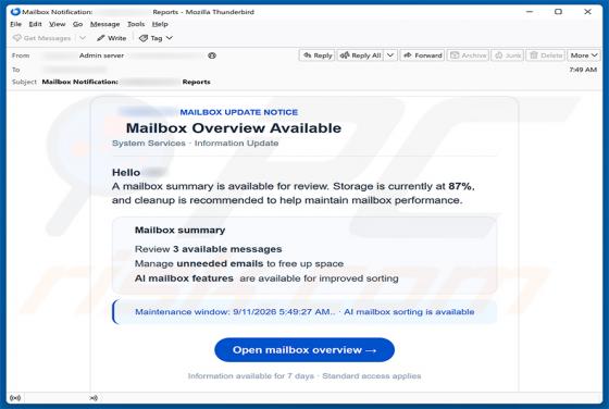 Mailbox Overview Available oszustwo e-mailowe