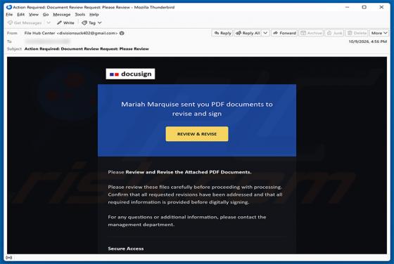 PDF Documents To Review And Sign oszustwo e-mailowe