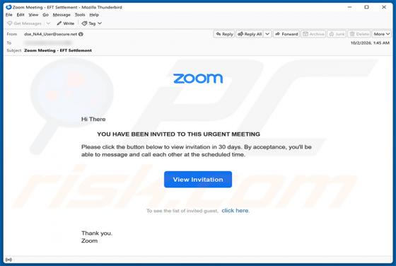 Zoom Meeting Invitation wirus e-mailowy