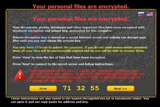 Wirus 'Your personal files are encrypted'