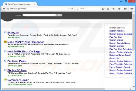 Przekierowanie Searchpagefix.com