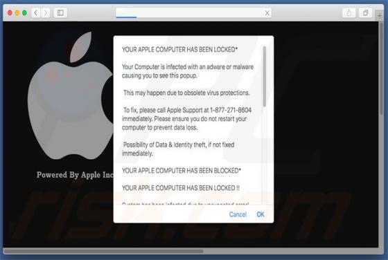 Oszustwo YOUR APPLE COMPUTER HAS BEEN LOCKED (Mac)