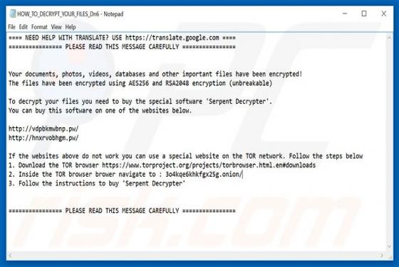 Ransomware Serpent