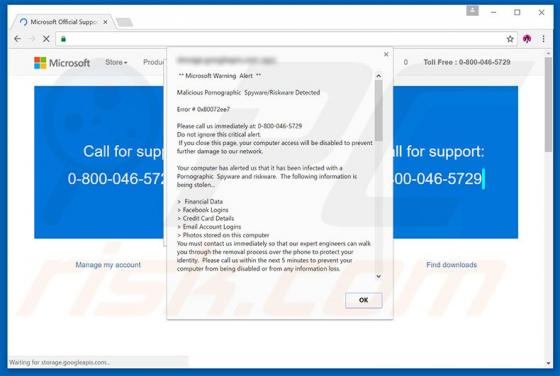 Oszustwo Microsoft Warning Alert