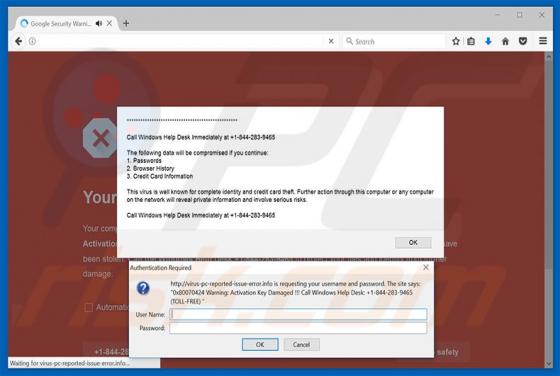 Oszustwo Call Windows Help Desk Immediately