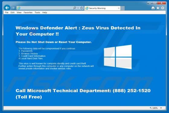 Oszustwo Windows Defender Alert
