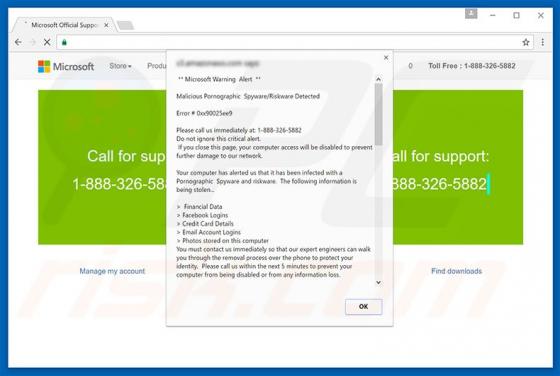 Oszustwo Malicious Pornographic Spyware/Riskware Detected