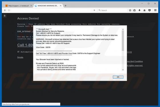 Oszustwo Microsoft Alert