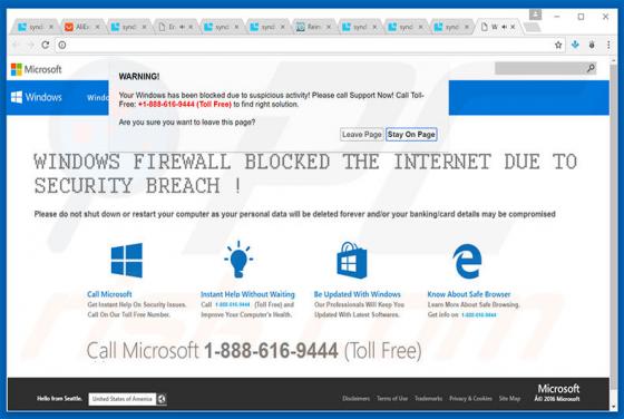 Oszustwo WARNING! Your Windows Has Been Blocked