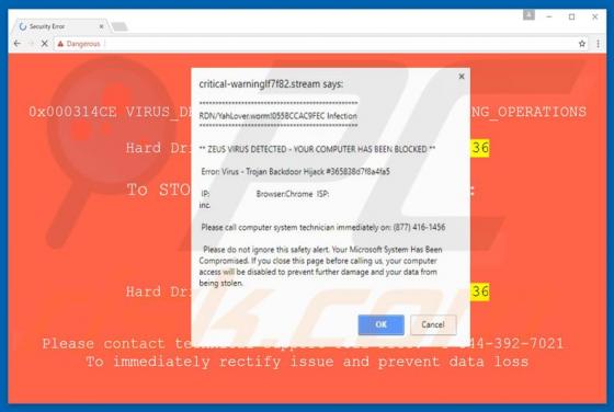 Oszustwo Error Virus - Trojan Backdoor Hijack