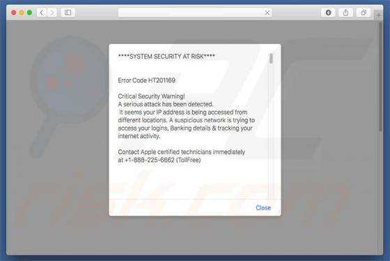 Oszustwo Critical Security Warning! (Mac)