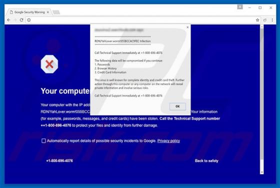 Oszustwo RDN/YahLover.worm Infection
