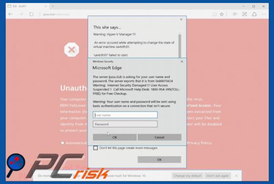 Oszustwo Unauthorized Access Detected !