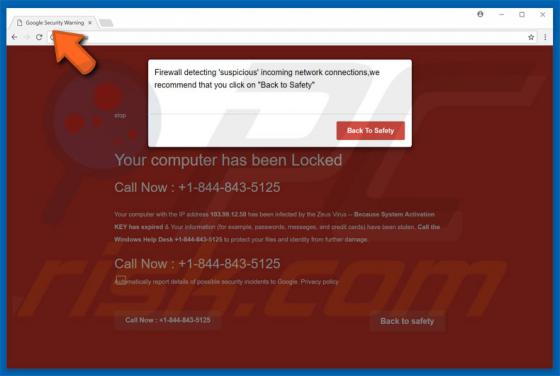 Oszustwo Google Security Warning