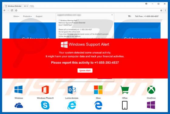 Oszustwo Windows Support Alert