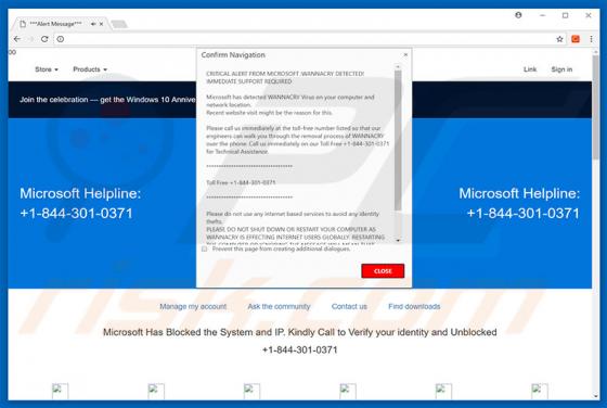 Oszustwo CRITICAL ALERT FROM MICROSOFT