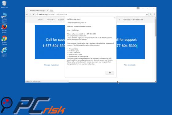 Oszustwo Windows Warning Alert