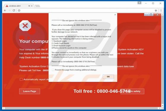 Oszustwo Do Not Ignore This Windows Alert