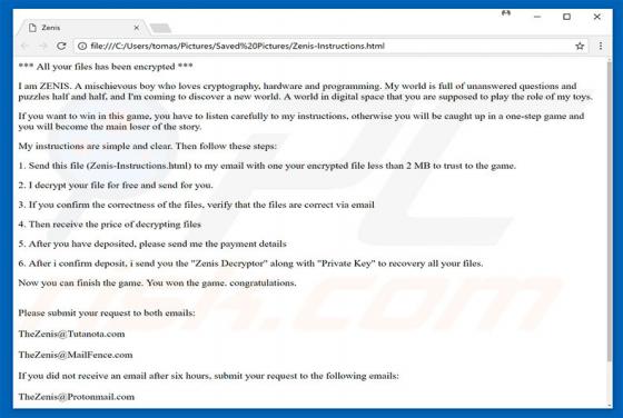 Ransomware Zenis