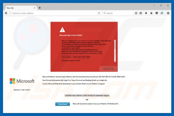Oszustwo Microsoft Edge Critical ERROR