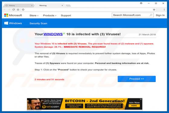 Oszustwo Your Windows 10 Is Infected With 3 Viruses
