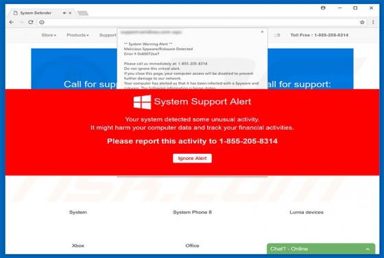 Oszustwo System Support Alert POP-UP