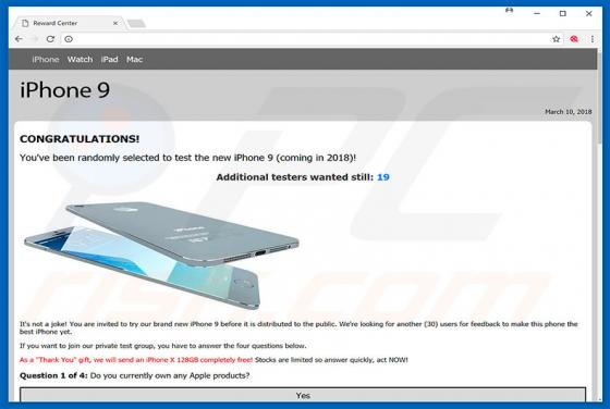 Oszustwo You've Been Selected To Test iPhone 9