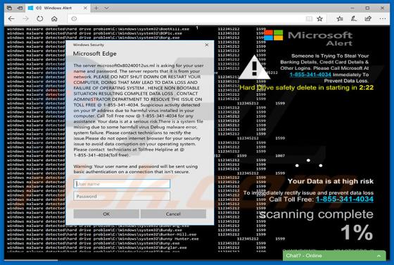 Oszustwo POP-UP Windows Malware Detected