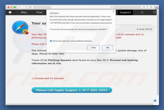 Oszustwo Please Call Apple Support POP-UP (Mac)