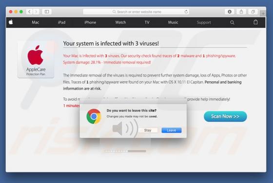 Oszustwo POP-UP Your Mac Is Infected With 3 Viruses (Mac)