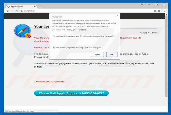 Oszustwo POP-UP Phishing/Spyware Were Found On Your Mac POP-UP