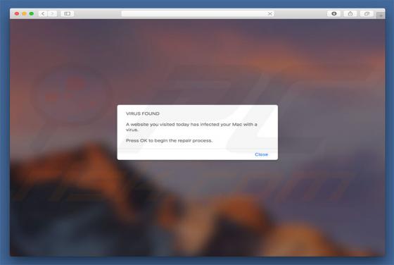 Oszustwo POP-UP Website You Visited Infected Your Mac With A Virus (Mac)